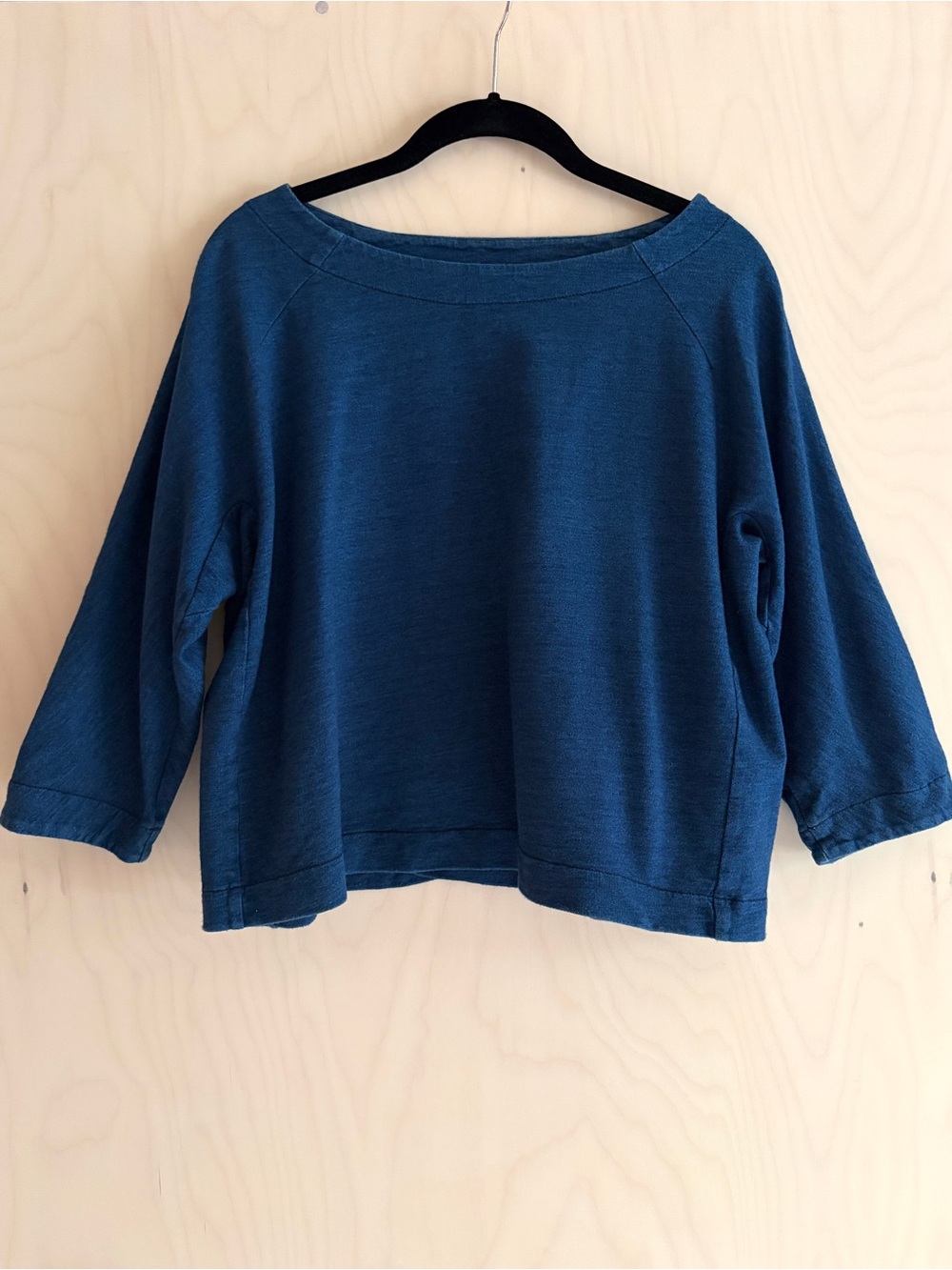 Vanessa Bruno Indigo Blue Boxy Cropped French Terry Top